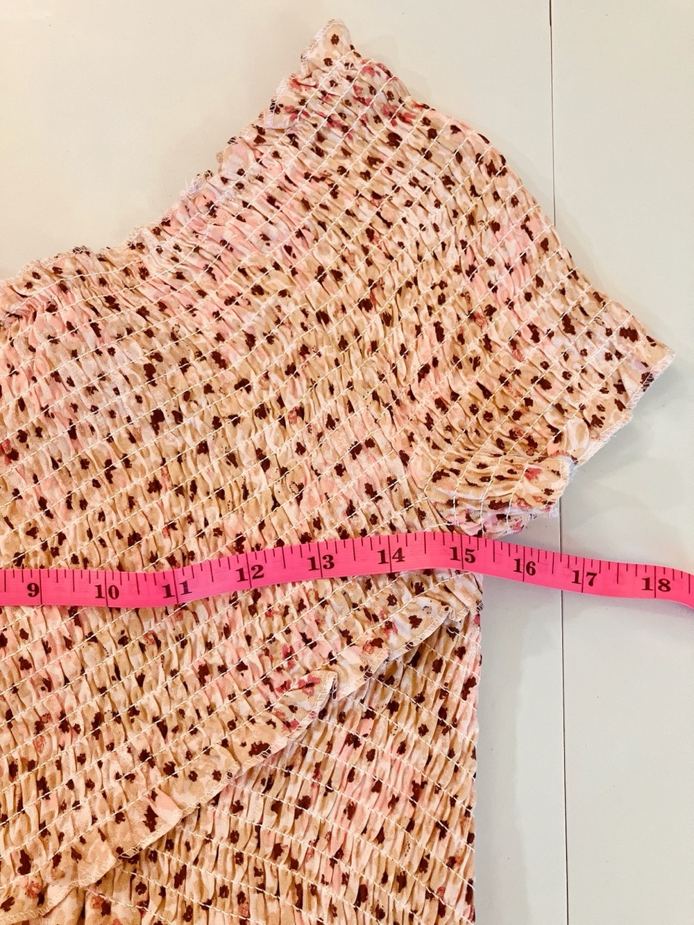 Jessica Simpson Blush Floral V-Neck Smocked Maxi Dress Shortsleeve Small cottage - Picture 6 of 7